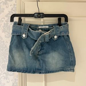 Colourful Natalie Denim mini skirt, Y2k style, built in shorts and belt